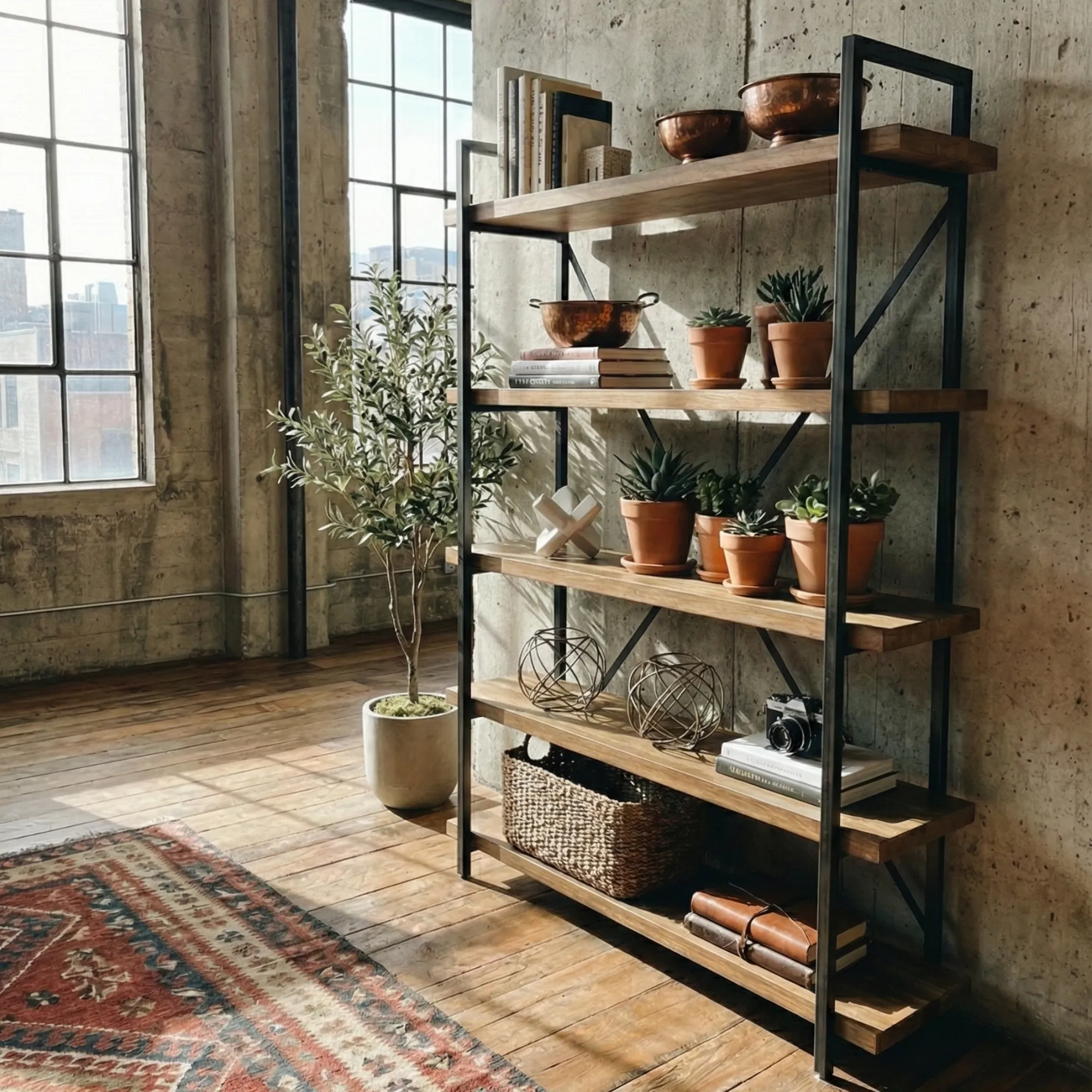 Rustic Solid Wood Wall Bookshelf - view 8